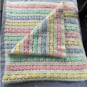 Vintage Handmade Knit Baby Blanket